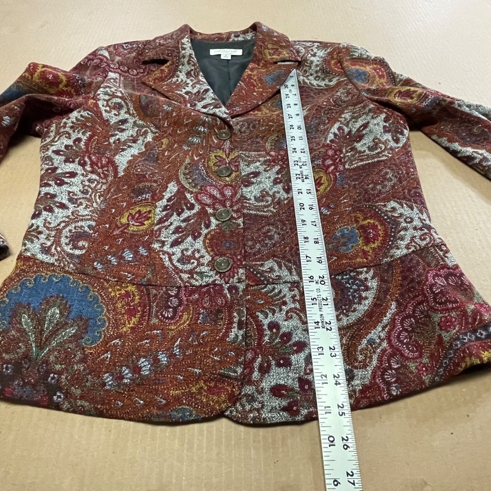 Vintage Coldwater Creek Women's M‎ Tapestry Paisley Blazer Jacket Cottagecore - Picture 9 of 15